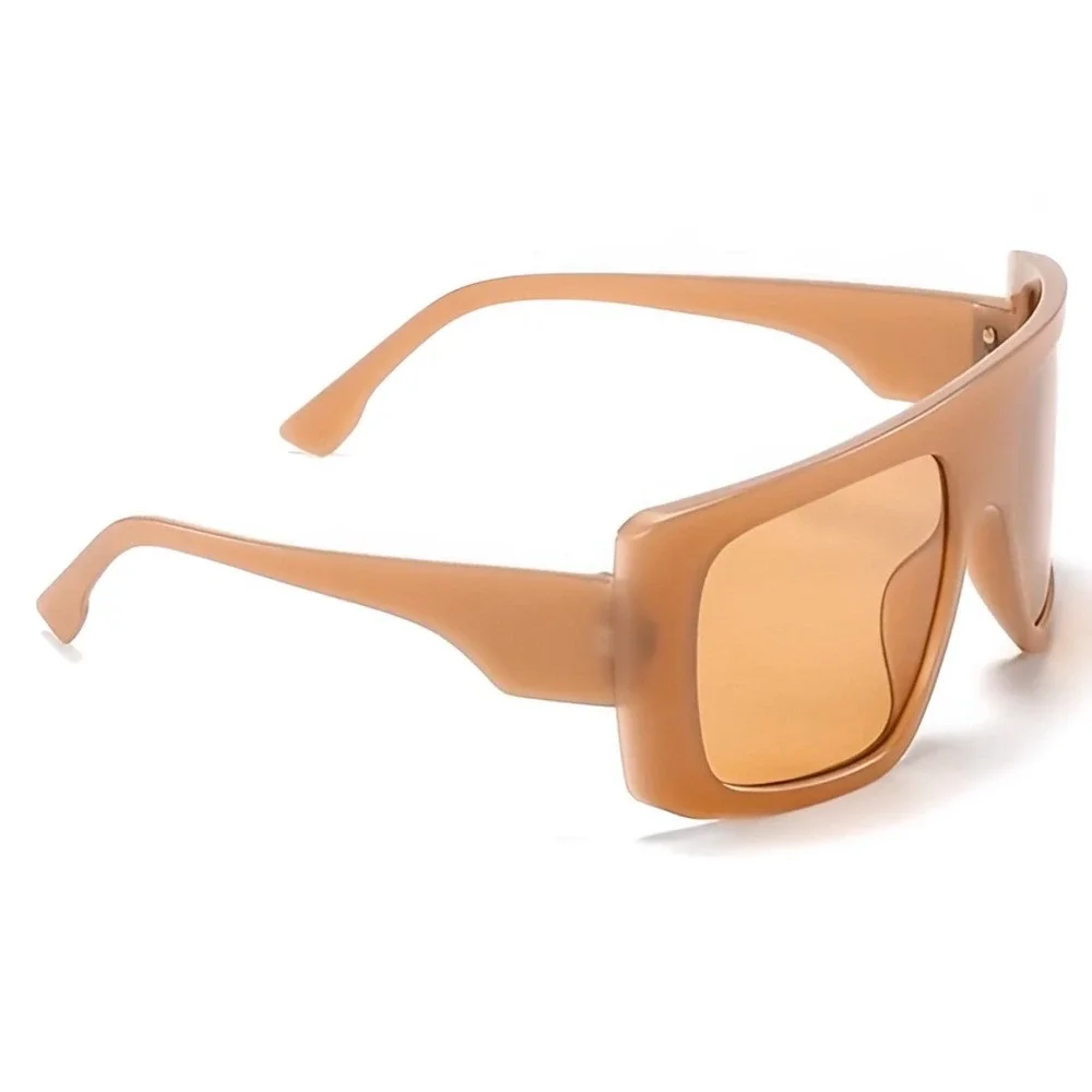 Oversized Square Sunglasses Men Amber Lens Fashion Designer Style Brown‎ Frame